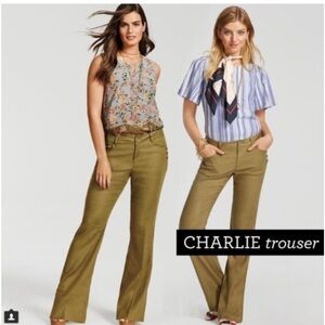 CABI Charlie Olive Green Linen Pant Style 5314 Size 2 NWOT